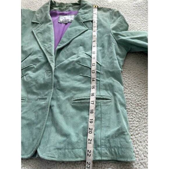 WILSONS LEATHER MAXIMA Suede Blazer Style Jacket Western Lite Green Womens Sz L - Picture 9 of 10